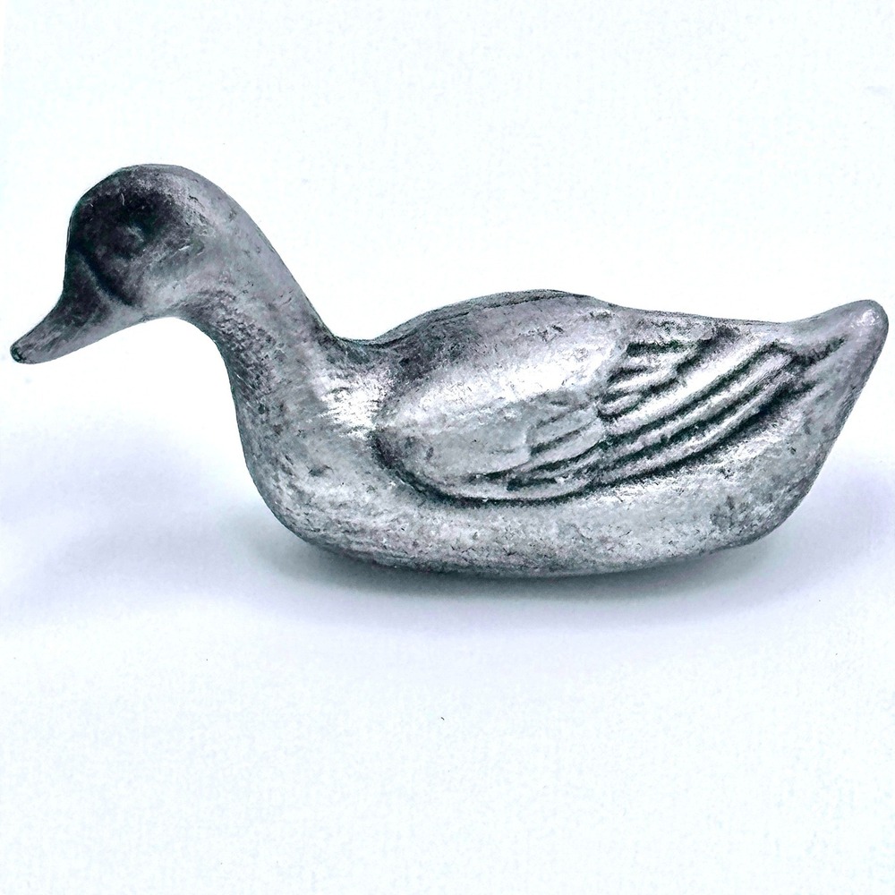 Vintage Miniature Pewter Duck Figurine Hand Cast Farmhouse Cottagecore Decor - Picture 2 of 6
